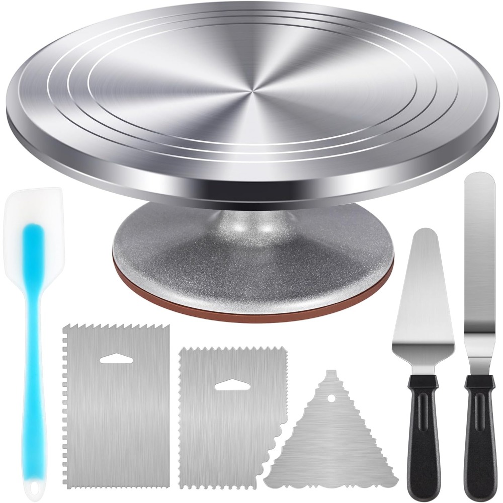 Turning Gouge Set - Aluminium taartdraaitafelset met draaibare taartstandaard voor