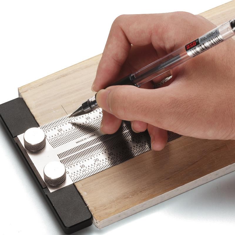 Woodworking Gauge - Roestvrijstalen Hoge Precisie T-Type Gatmeter Houtbewerkingsschaal