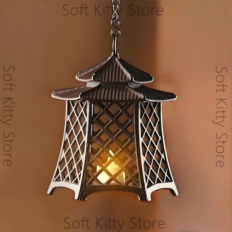 Zen Woodworking - Gietijzeren lamp holle kandelaar kroonluchter folk