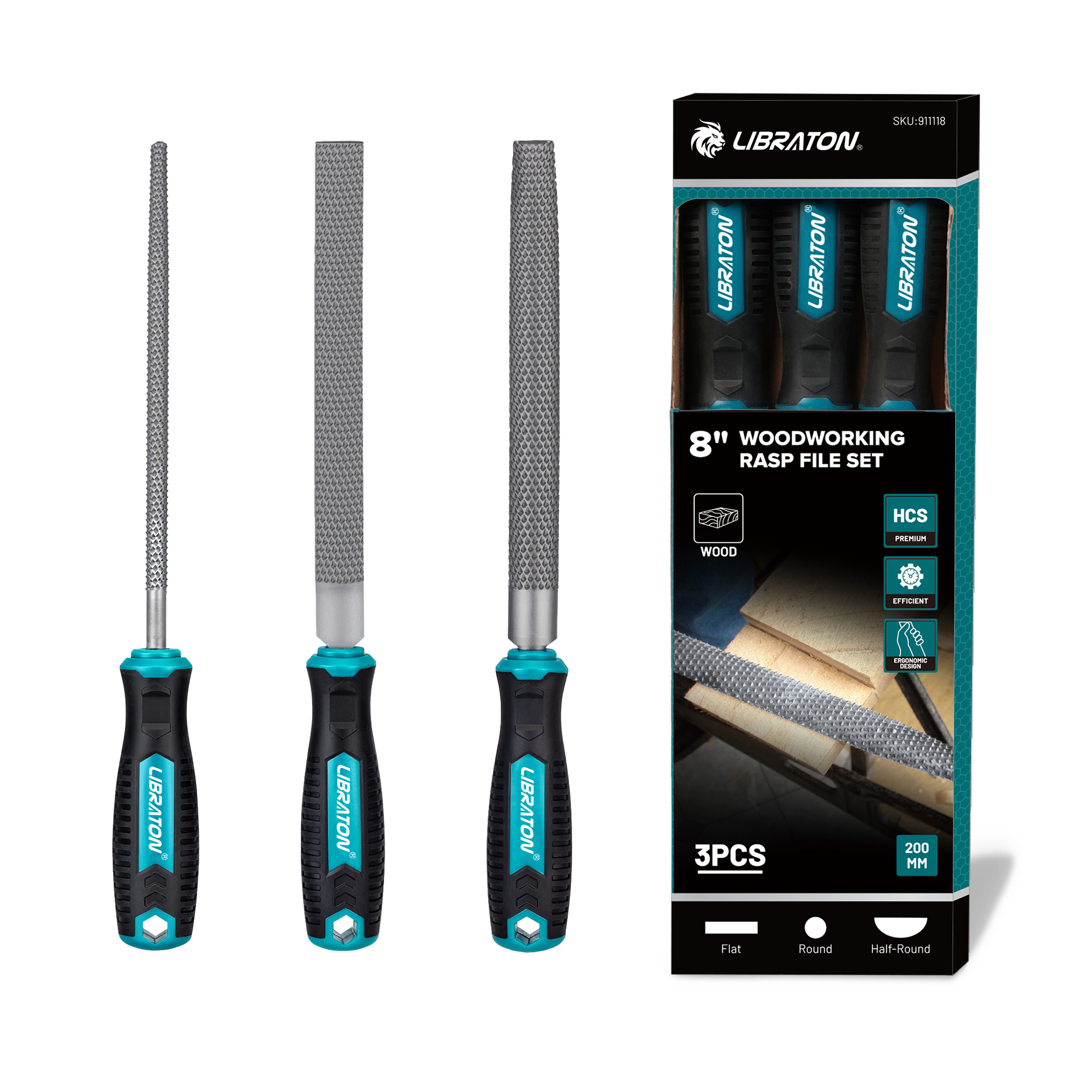Woodworking Files And Rasps - LIBRATON 3PCS Houtraspset 8