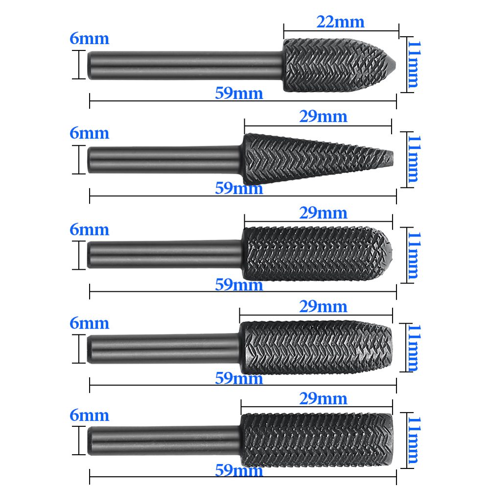 5-delige dubbelgeslepen rotere - Woodworking Files And Rasps recensie en prijs
